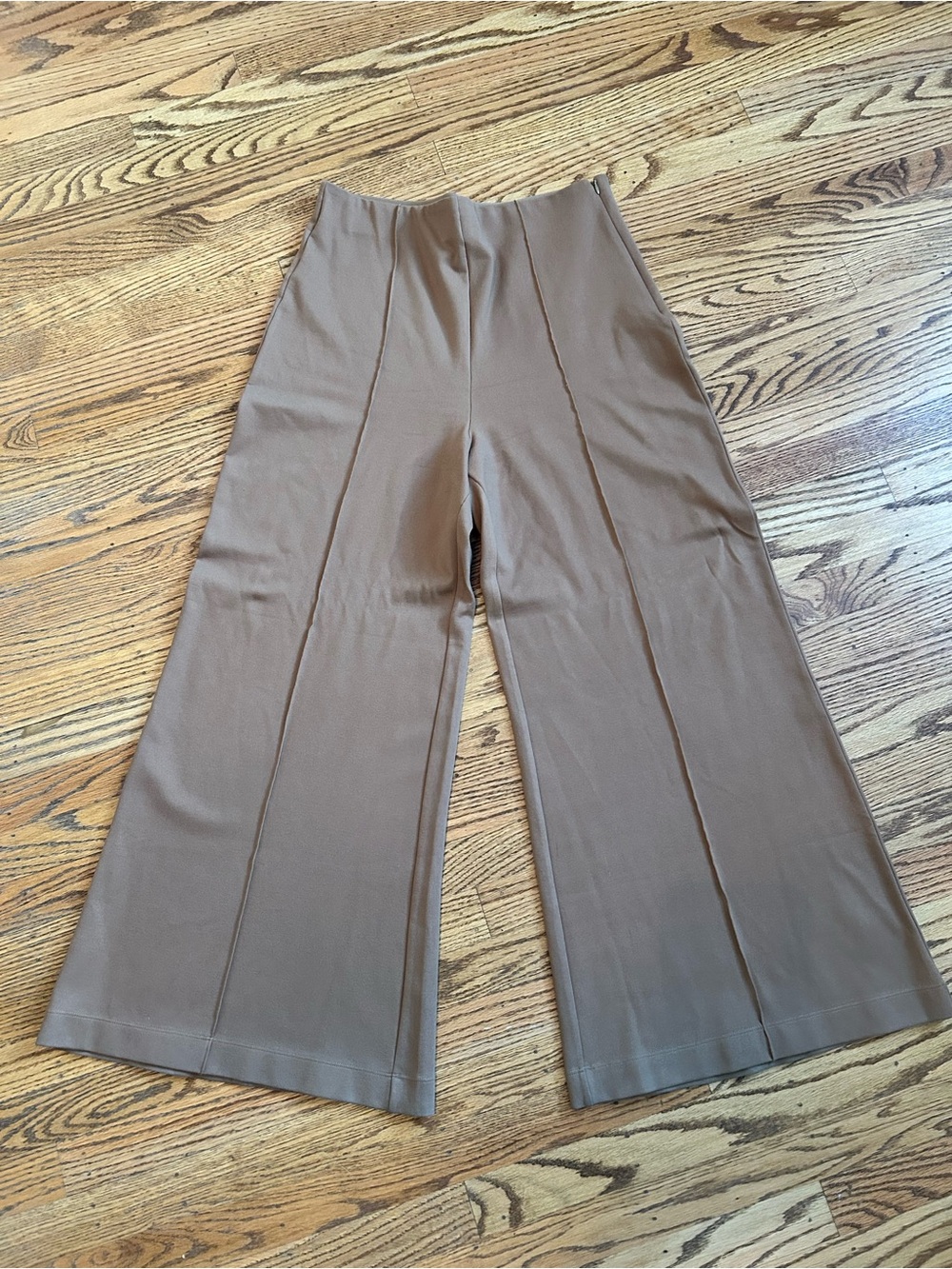 Quince Cropped Wide Leg High-Waist Pants in tan
